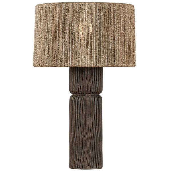 Lampa sto owa o zaokraglonej formie z prostym detalem w odcieniu brazu qo7333487