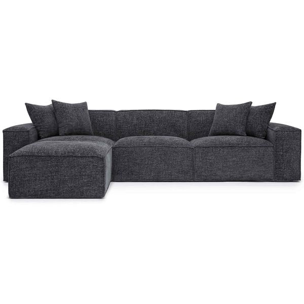 Sofa tapicerowana o prostej sylwetce z dopracowana sylwetka w odcieniu czerni do salonu wy4711450