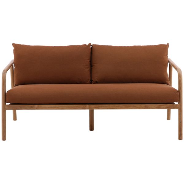 Sofa tapicerowana o zaokraglonej formie z wywazonymi proporcjami w odcieniu czerwieni el2569586