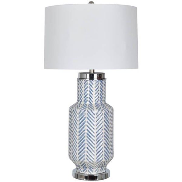 Lampa sto owa o spokojnej linii z wywazonymi proporcjami w odcieniu bieli jc3861064