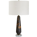 Lampa sto owa o nowoczesnym konturze z wywazonymi proporcjami w odcieniu bieli pp9639586