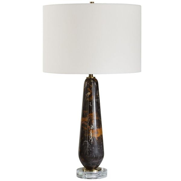 Lampa sto owa o nowoczesnym konturze z wywazonymi proporcjami w odcieniu bieli pp9639586