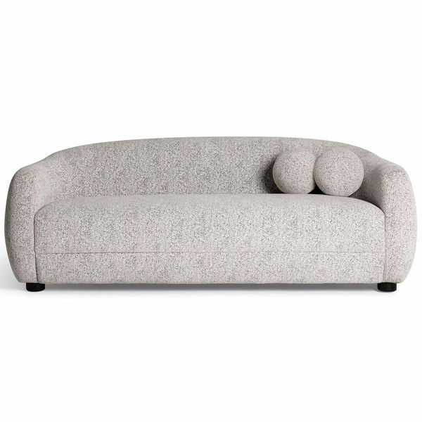Sofa tapicerowana o ponadczasowym wygladzie z prostym detalem w odcieniu bieli do salonu lx1593706