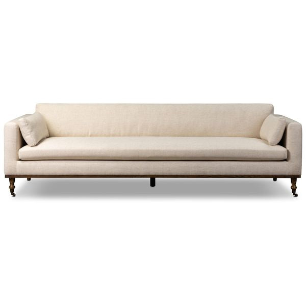 Sofa tapicerowana o nowoczesnym konturze z naturalnym charakterem w odcieniu bieli kf1835433