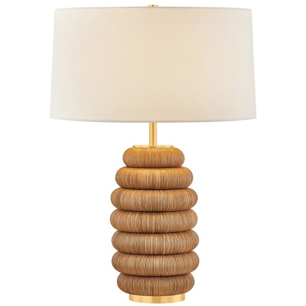 Lampa sto owa o subtelnym charakterze z delikatnym akcentem w odcieniu bezu qx2654814