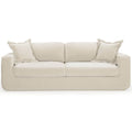 Sofa tapicerowana o subtelnym charakterze z miekka linia w odcieniu bieli ob0810928
