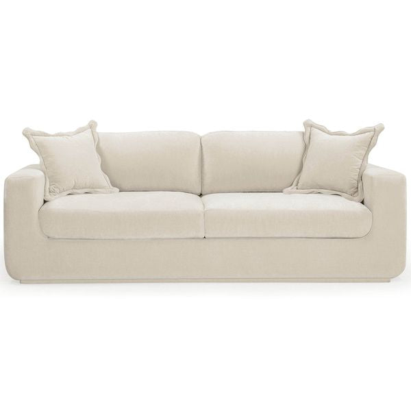 Sofa tapicerowana o subtelnym charakterze z miekka linia w odcieniu bieli ob0810928